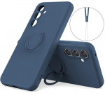 &bdquo;Dechen&ldquo; Ring Kickstand kieto silikono (TPU) dėklas - mėlynas (Galaxy A55)