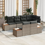 7 dalių sodo sofa rinkinys su pagalvėlėmis pilkas poli ratanas akacija