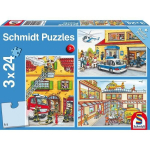 SCHMIDT IR SPIELE Miniatiūrinis dėlionė - Gaisrininkai ir Policija - 3x24 vnt.