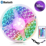 USB RGB LED juostelė su &bdquo;Bluetooth&ldquo;, 10 m, lanksti, nuotoliniu valdymu, spalvotai ap&scaron;viestoms patalpoms.