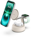 Belkin UltraCharge Pro 3-in-1 magnetinis belaidis įkroviklis 25W Qi2, Smėlio spalvos