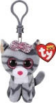 Pliau&scaron;as "beanie Boos" Kiki pilkas kačiukas 8,5 cm su pakabuku