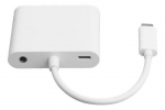 Deltaco USB-C adapteris, HDMI / VGA / Audio / USB-C, 100W USB-C PD 3.0, Baltas