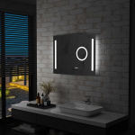 Sieninis vonios kambario veidrodis su LED, 80x60cm,