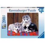 Dėlionė su &scaron;unimis Ravensburger Cute Huskies, 200 d.