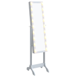 vidaXL Laisvai pastatomas veidrodis su LED, baltas, 34x37x146cm
