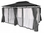 Sodo paviljonas Garden Line ALTANA 3x4 m tamsiai pilkas poliesteris su &scaron;oninėmis užuolaidomis