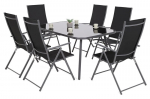 Lauko baldų komplektas Casablanca 145 cm, 6+1, juodas/pilkas