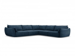 Simetrinė kampinė sofa Vanda, 7 sėdimos vietos, tamsiai mėlyna