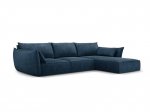 De&scaron;ininė kampinė sofa Vanda, 4 sėdimos vietos, tamsiai mėlyna