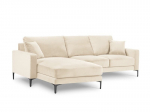 Kairinė kampinė velvet sofa Venus, 4 sėdimos vietos, &scaron;v. smėlio sp.