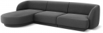 Aksominė kairinė kampinė sofa Micadoni Miley, 259 x 155 x 74, pilka