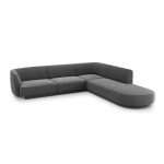 Aksominė de&scaron;ininė kampinė sofa Micadoni Miley, 252 x 220 x 74, pilka