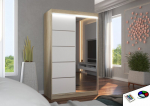 Spinta ADRK Furniture su LED ap&scaron;vietimu Nicea 120, balta/smėlio
