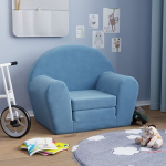 Vaiki&scaron;ka sofa-lova, mėlynos spalvos, mink&scaron;tas pliu&scaron;as