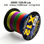GHOTDA X12 pintas žvejybos valas, 300m, įvairių spalvų, 0,16 mm 11,34 kg