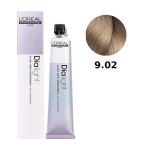 Loreal Dia Light plaukų dažai dažytiems ir jautriems plaukams, tonavimas rūg&scaron;timi tonu tonui, be amoniako, 50 ml 9.02 labai &scaron;viesus natūralus &scaron;viesiai blondinės opalizavimo pieno kokteilis.