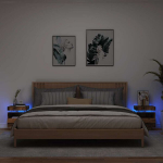 Naktinės spintelės su led, 2vnt., medienos, 40x39x48,5cm