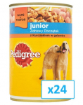 Pedigree Junior konservai &scaron;uniukams su vi&scaron;tiena 24 x 400 g
