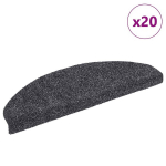 vidaXL Laiptų kilimėliai, lipnūs, 20 vnt., 65x21x4 cm, tamsiai pilki, pusapvaliai, dideli