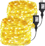 2-pack pasakų &scaron;viesos, 33ft, 100 LED, varinis laidas, atsparios vandeniui, warm white, viduje/ lauke