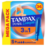 Tampax Compak Pearl Super Plus Tamponai Su Aplikatoriumi, 36 vnt.