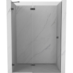 Du&scaron;o durys Mexen Lunar, kairinės, 130 cm, transparent/brushed gun gray