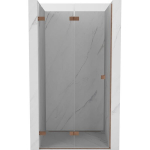 Du&scaron;o durys Mexen Lunar-F, sulankstomos, kairė, 60 cm, transparent/brushed copper