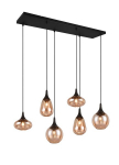 Trio Lumina pakabinamas &scaron;viestuvas, 6xe14, matinis juodas, gintarinis