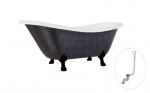 Vonia Besco Otylia Glam 170, Graphite+Black, su sifonu su persipylimu Klik-klak Chrome