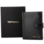 WINGS Klasikinis vyri&scaron;kas natūralios odos portfelis su RFID apsauga, 13x11x2 cm, juodas, eleganti&scaron;kas ir saugus kasdieniam naudojimui, Leather Working Group sertifikuota kokybė dovana jam