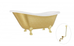 Vonia Besco Otylia Glam 160, Gold+Gold, su sifonu su persipylimu Klik-klak Gold