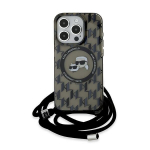 Karl Lagerfeld IML Crossbody Monogram Karl & Choupette dėklas su MagSafe, skirtas iPhone 15 Pro - juodas