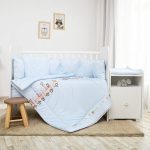 Kūdikio patalynės komplektas Lorelli Trend Ranforce Train Blue, 8 dalių