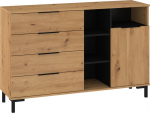 Komoda Meblocross Fresh FRE-01, ąžuolo/juodos spalvos
