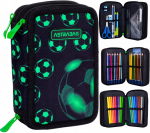 Astrabag futliar su futbolo tema, 3 skyriai, su mokykliniais reikmenimis