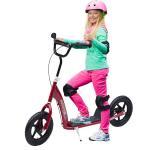 Vaikų paspirtukas su galiniu stabdžiu Kickscooter 12 colių paspirtukas Roller Scooter Cityroller vaikams Kickboard Reguliuojamo auk&scaron;čio plienas EVA Raudonas 120 x 52 x 80-88 cm