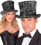 BLACK/SILVER SEQUIN TOP HAT