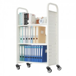 Bibliotekos knygų vežimėlis, 77x38x122 cm, balta, plienas