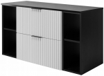 Vonios spintelė su stalvir&scaron;iu, balta/juoda FLOW 100,6 x 46,5 x 58,6 cm