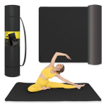 Gimnastikos, jogos, treniruočių kilimėlis 4FIZJO, 200 x 125 cm, 2 cm, juodas, TPE, neslystantis, fitness kilimėlis, yoga mat, treniruotėms, pratimams
