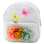 Vaiki&scaron;ka kuprinė su gėlėmis ir drugeliais, 20 cm, 2.5L, smėlio sp.
