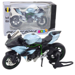 Metalinis sportinio motociklo modelis su &scaron;viesos ir garso efektais, 1:12, sidabrinis