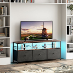 TV staliukas su 3 stalčiais ir LED lemputėmis - 137 x 29,8 x 57 cm - juodas