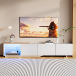 Televizoriaus staliukas su 3 stalčiais ir LED lemputėmis - Balta - 240 &times; 38 &times; 44 cm