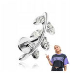 Sidabrinis Labret auskaras su lapelių ir cirkonio dizainu (1,2/6 mm)