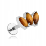 Titano labret auskaras su tigro akimi, 1.2/6 mm