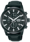 Vyri&scaron;kas Lorus Chronograph laikrodis, juodas, odinis dirželis