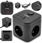 Prakti&scaron;ka elektros juosta su 3 Usb prievadais ir 3 lizdais, 20w