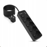 Prailginimo laidas su 4 lizdais ir 4 Usb jungtimis, 1.5m